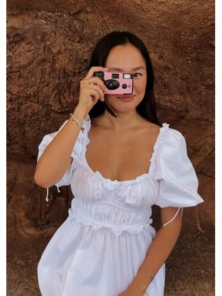 Shooting with a pink Analog camera